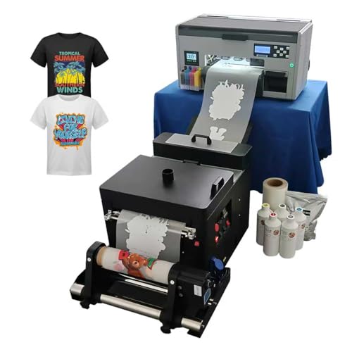 SYLCYS A3+ DTF Printer with Shaking Dryer Come with Inks Film and Powder for T-Shirts, Crafts, Hats, Pillows, Bags Heat Transfer