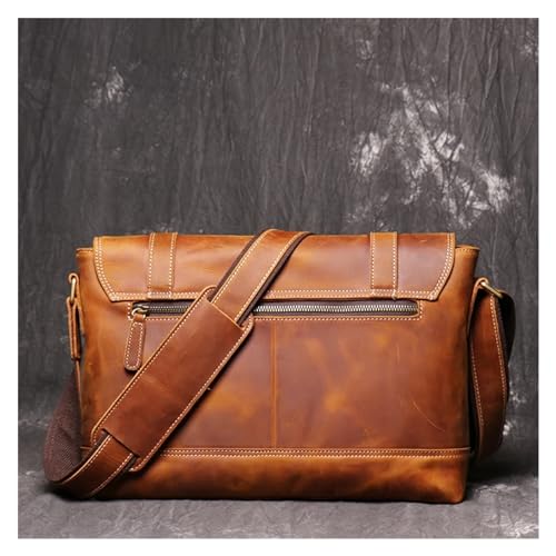 Vintage Crossbody Bag For Men Leather Messenger Bag For Men 12.9 Inch Laptop Mens Shoulder Bag Large Capacity