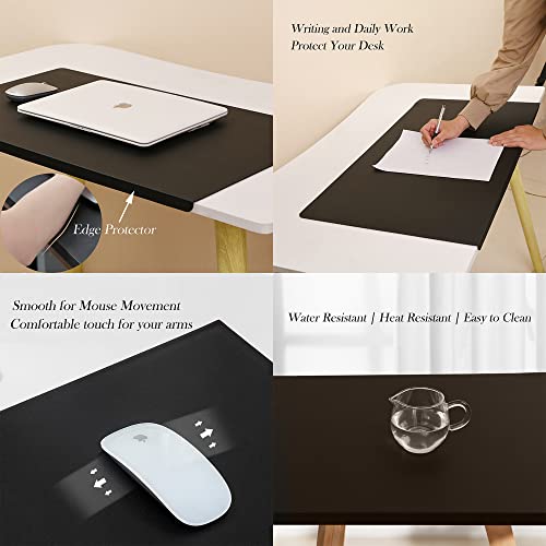 Soft PU Leather Desk Pad with Edge Protector, Smooth Mouse Pad Extended Laptop Desk Mat Large Desk Blotter Pad, Waterproof Desk Protector Mat for Office and Home,150x60cm,Wine Red