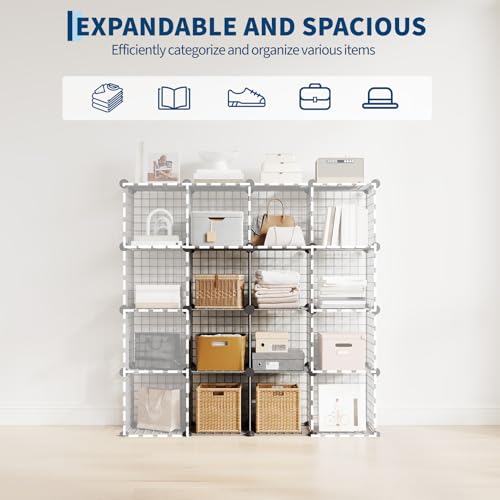 Garvee Heavy-Duty 6-Cube Metal Grid Organizer - Modular Wire Cube Shelf Unit, 37.4”l x 12.6”w x 37.4”h Space-Saving Storage for Closet, Bedroom & Office (Black)