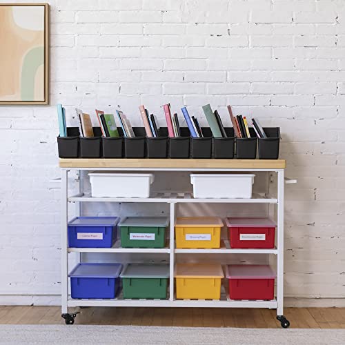 ECR4Kids Linking Plastic Storage Book Bin, Multipurpose Organization, Black, 10-Piece
