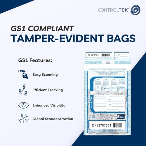 ControlTek TripLok Tamper-Evident Deposit Bags, Clear, 15" x 20"