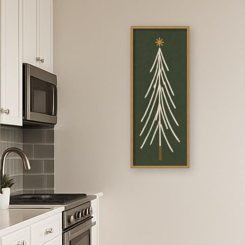 Kate and Laurel Framed Fabric Pinboard, 17x41 Christmas Tree Panel Design