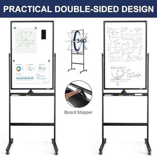 Rolling Whiteboard 40”x24” Standing White Board Dry Erase Board on Wheels