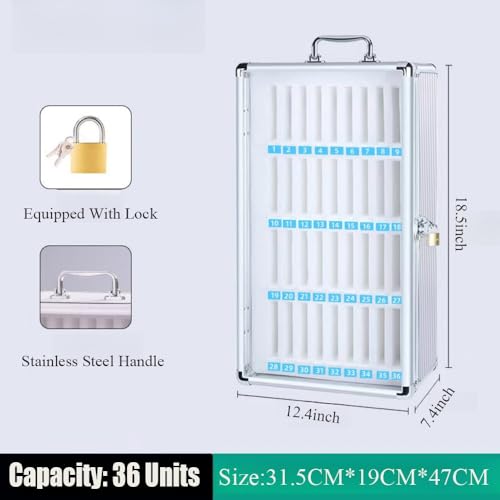 Wcxixo Aluminum Alloy Cell Phones Lock Box Cell Phone Storage Cabinet with Safety Lock Wall Cellphone Locker for Classroom Cell Classroom Pocket Chart for Teachers Cell Phone Storage Box with Handle