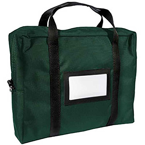 Forest Green Courier Bag 18W x 14H x 4D Laminated Nylon Briefcase with Cardholder