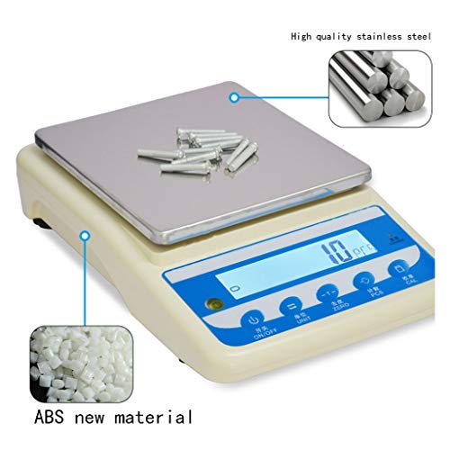 DFEDHF High Precision Sensors Digital Scales LCD Display Stainless Steel ABS Count for Experiments Jewelry Weighing, 3kg/0.1g