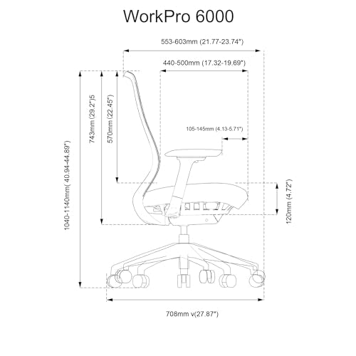 WorkPro Ergonomic Mesh/Fabric High-Back Office Chair, Light Blue Seat, White