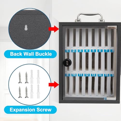 Cell Phone Lock Box, Steel Password Lock Mobile Phone Storage Cabinet, Cell Phone Storage Box, Mobile Phone Safe for Classroom, Gym Office(19.5x21x48cm)