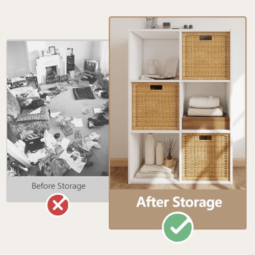 BGAERUSGF White 6 Cube Storage Organizer, Freestanding Shelf with Vertical Or Horizontal Placement, Mixed Open and Closed Back Cubby Unit, 40 Lb Per, Compatible with 11 Inch Bins for Living Room