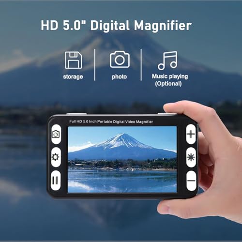 Digital Video Magnifier 5.0 Inch Portable Reading Aid with Foldable for Low Vision,Macular Degeneration,Visually Impaired,2x-48x Zoom,26 Color Modes,White