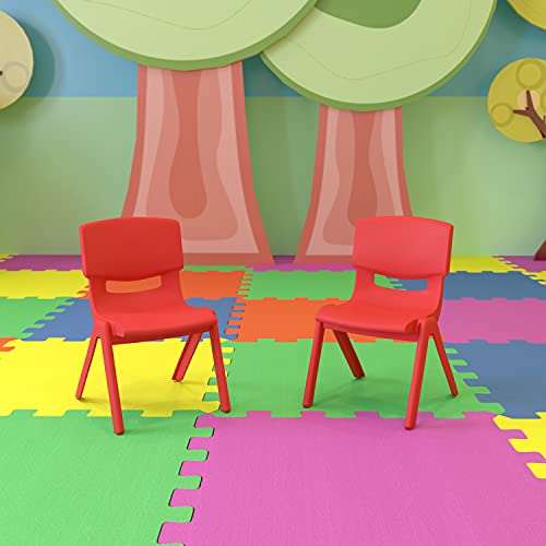 Flash Furniture Whitney 2 Pack Red Plastic Stackable School Chair with 10.5'' Seat Height