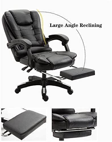 HOBIBA Office Managerial Chairs Massage Executive Office Chair, Ergonomic Computer Chair Computer Desk Swivel Chair Pu Leather (Color:Brown)