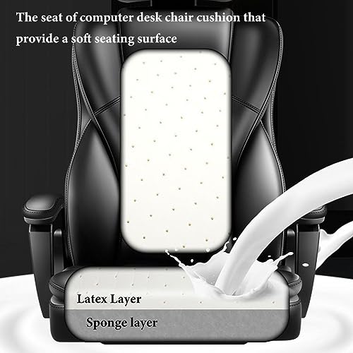 GIZNXBA Desk Office Chair,Big High Back Chair, PU Leather Computer Chair with Foot Rest, Managerial Executive Office Chair with Adjustable Headrest, Armrest Task Chairs with Wheels (Color : /Black)