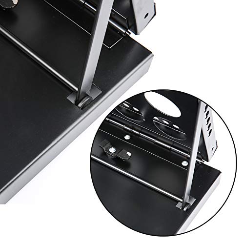 Polmart Portable Floor Display Rack for Magazines, Brochures & Flyers (Adjustable 4-Tier, Black)