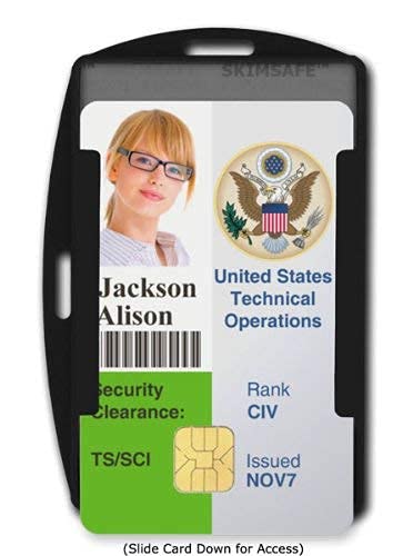 Bulk 50 Pack - RFID Blocking ID Badge Holder (Holds 2 Cards) - SkimSAFE - Dual Sided Shield Blocks 13.56MHz Radio Signal - Specialist ID (Black)