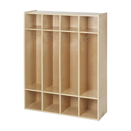 Back2School Express Sleekline 4-Section Storage Coat Locker, Natural
