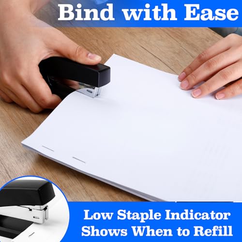 Gabotrie 10 Pcs Staplers, Metal Desktop Staplers, Black