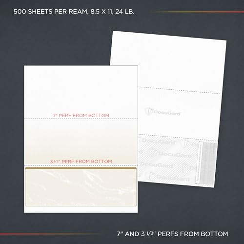 DocuGard Standard Gold Marble Bottom High Security Check Paper - Laser/Inkjet Printer Compatible - 11 Security Features - 500 Blank Business Checks (04521)