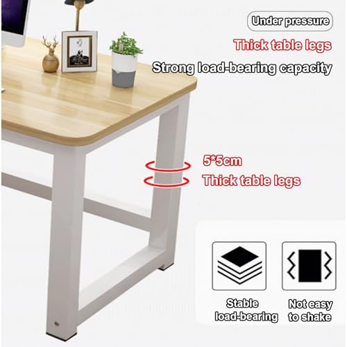 Versatile Home Office Desk 120*60Cm Computer&Gaming Table With Easy Assembly Rounded Corners Silent Foot Pads Teak Finish Perfect Workbench For Remote Work&Study,White-80*40cm/31.5*15.7in