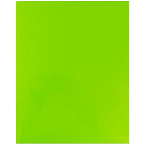 JAM PAPER Laminated Two Pocket Glossy School Folders - Letter Size - High Gloss Lime Green - Bulk 100/Box