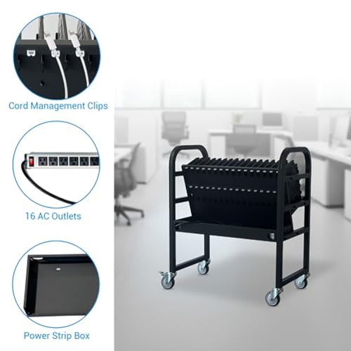 TYZDLSM 16-Device Mobile Open School Charging Cart Station, Portable Charging Stand, for Chromebooks, Tablets and Laptops Computer, with Power Strip Included, Assembly Required
