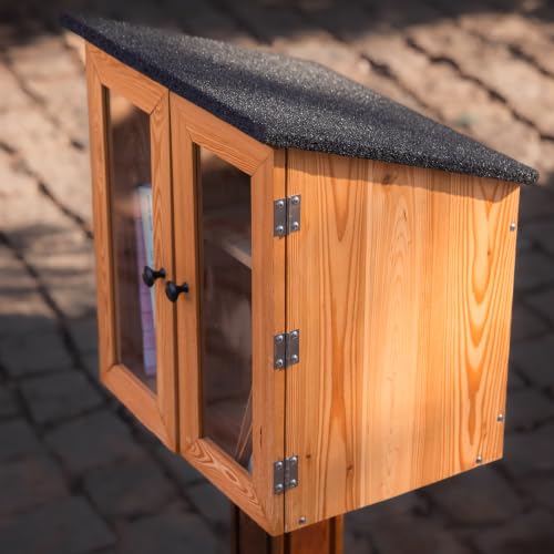 Sylbray Little Library Box Outdoor with LED Lights, Larch Wood, Waterproof