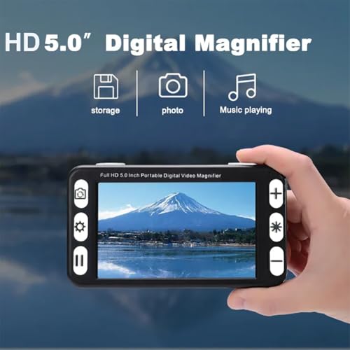 TsoLay Digital Magnifier for Low Vision, Electronic Reading Aid 5.0 Inch with Foldable Handle, 2X-48X Zoom and 26 Color Modes, Dual 13MP Near & Far Lens, HDMI/AV Output, for Reading, Writing