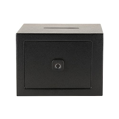 Dntum Safe Home Mini Electronic Anti-Theft Fingerprint Password Coin-Operated Safe Suitable for Hotel Apartment Dormitory,Black