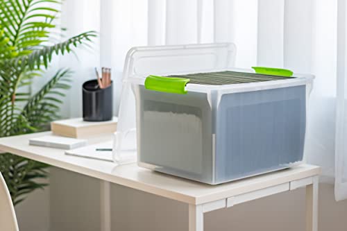 IRIS USA 4-Pack 35 Qt. File Box Organizer with Lid, Clear