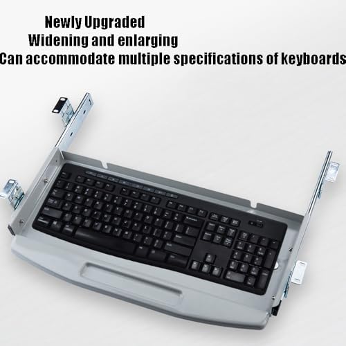 ZYXQQJ Sliding Under Desk Keyboard Tray, Keyboard Drawer with Mouse Platform, Slide Out Keyboard Holder, Office Desk Extender Platform(Black)