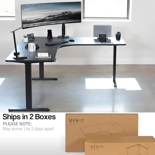 VIVO Black 71 x 71 in Corner Standing Desk, DESK-KIT-E3CB2