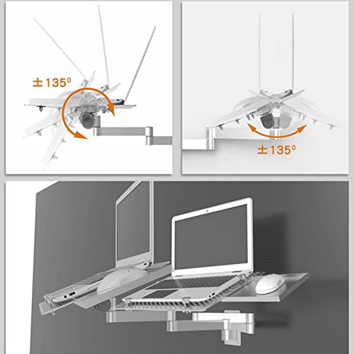 ZGFUSVFD Wall Mounted Laptop Stand, Multifunctional Adjustable Holder Wall Mount Foldable Laptop Holde Notebook Stand with Mouse Tray