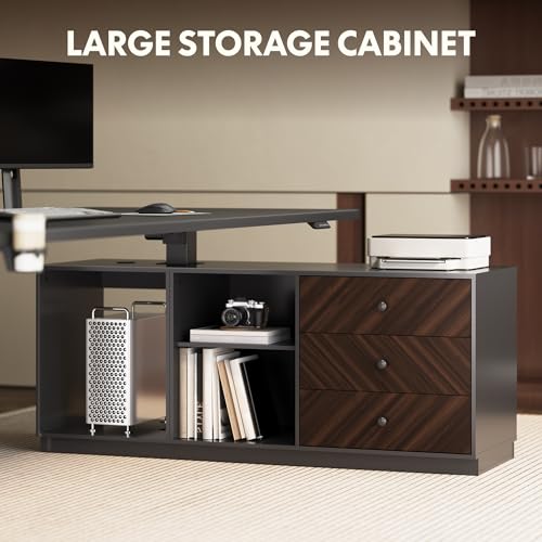 FLEXISPOT 63" L Shaped Standing Desk with Drawers, Black