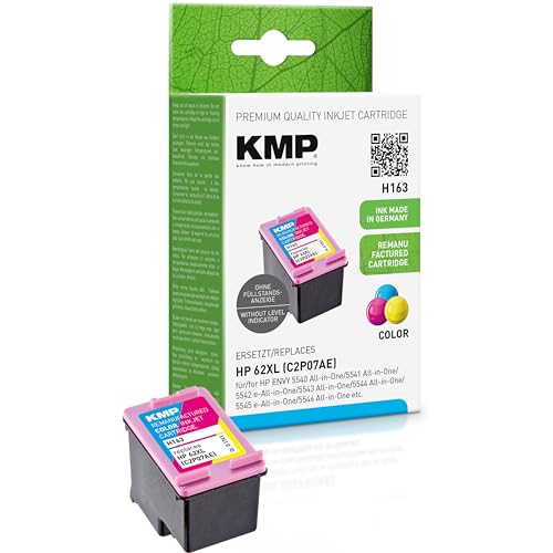 KMP H163 Ink Cartridge Remanufactured for HP 62XL Magenta Cyan Yellow for HP OfficeJet 5740/5700 Series Envy e-All-in-One 5540/5600 Series etc.