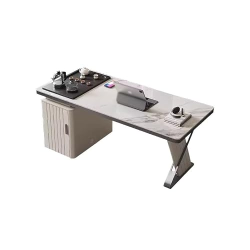eexbz Home Office Desks Light Luxury Rock Board Desk Tea Table Desk Modern Simple Multifunctional Home Desk Kung Fu Tea Table Office Computer Desk(140 * 70 * 75cm)