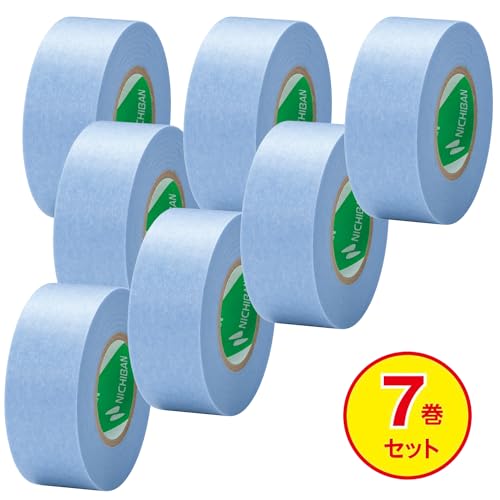 Nichiban 252AH-18 Masking Tape, Weak Adhesive, 7 Rolls, 0.7 inches (18 mm) x 6.1 ft (18 m) Light Blue