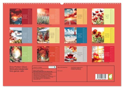 A Portion of Happiness – Motivational Calendar for the Whole Year (High-Quality Premium Wall Calendar 2026 DIN A2 Landscape), Art Print in High Gloss: Calendar with ... to Be Happy (CALVENDO