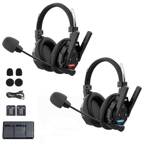 SYNCO Xtalk XMax2 Wireless Intercom Headset System Dual‑Ear for 2‑Person Team Communication, 2.4GHz AI Noise Cancellation 500M Range for Movie Shoot Live Show Stage Performance
