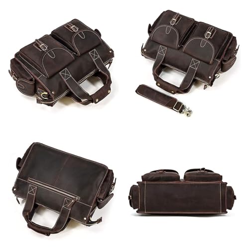 Handbag Business Briefcase 13.3inch Laptop Bag Vintage Travel Shoulder Bag Messenger Bag (A)