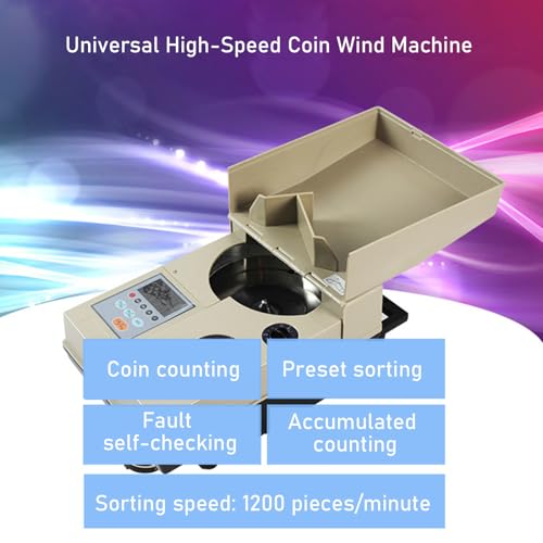 UWYTGF Automatic Coin Counter & Sorter - 1200 Coins Per Minute,Batch Counting for Banks,Shops,Restaurants