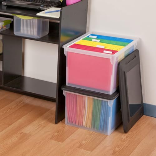 Sterilite File Box Tote with Lids for Letter and Legal Folders, 12-Pack