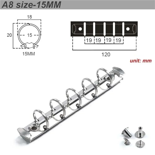 A6 Binder Rings 10pcs Metal Ring Binder Clips for Loose Leaf Notebook, Detachable A5 Personal A6 A7 Rings for Planner Accessories for Notebook(A8 Silver 15MM)