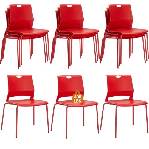 Sidanli 12 Pack Stacking Office Chairs, Scratch Free Structure, Red