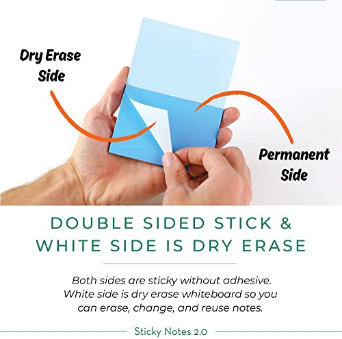 Self-Stick Notes 8x4 inch | Sticks to Any Surface Without Glue | Reusable White Dry Erase | Great for Classroom and Home Office (Assorted Colors, 8x4 inches)