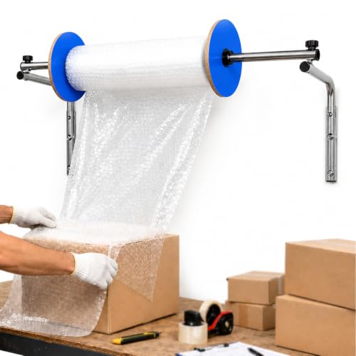 QYLTTDM Bubble Foam Wrap Roll Dispenser, Wall Mount Bubble Cushioning Holder, Made of Thickened Industrial Cold-Rolled Steel, Easy to Install, for Packing Moving Shipping Protection Factory Express