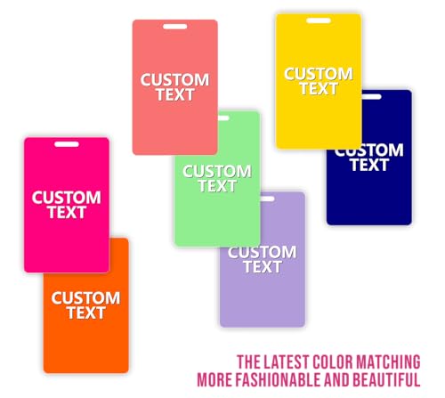 100 Pack Orange ID Badge - Premium Custom PVC Cards with Punch - Double Sided Print CR80 30mil Vertical Graphic Quality PVC Cards for Business Office, Hospital, School, Specialist