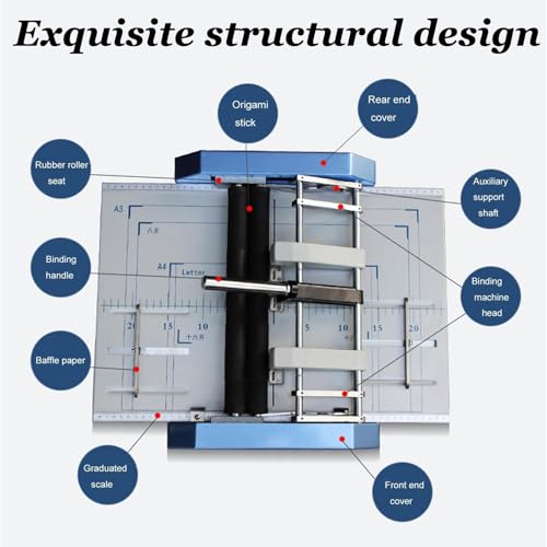Paper Folding Machine,Electric Paper Book Stapler Creaser,A3 Brochure Stapler Folding Machine,Folder Dashed Machine Flat-Clinch Automatic Binding Machine,5reservations