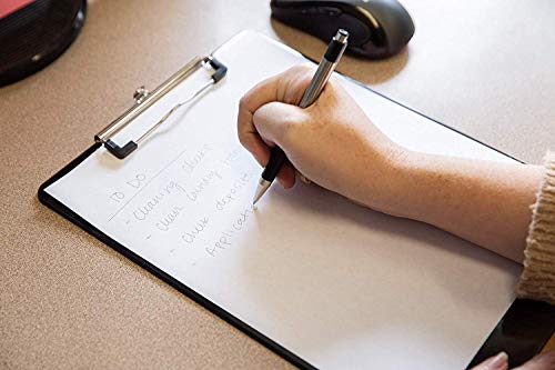 Black Plastic Clipboards (Set of 12) Multipack - 12.5x9 Inch Clipboard Holds 100 Sheets, Low Profile | Colored Acrylic Clip Boards in Bulk for Kids & Professionals