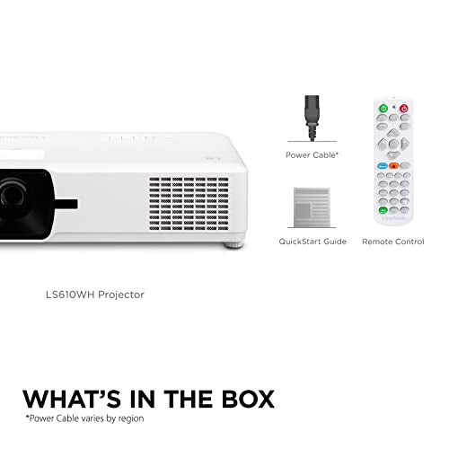 ViewSonic LS610WH 4000 Lumens WXGA LED Projector with H/V Keystone, 4 Corner Adjustment and LAN Control for Home and Office